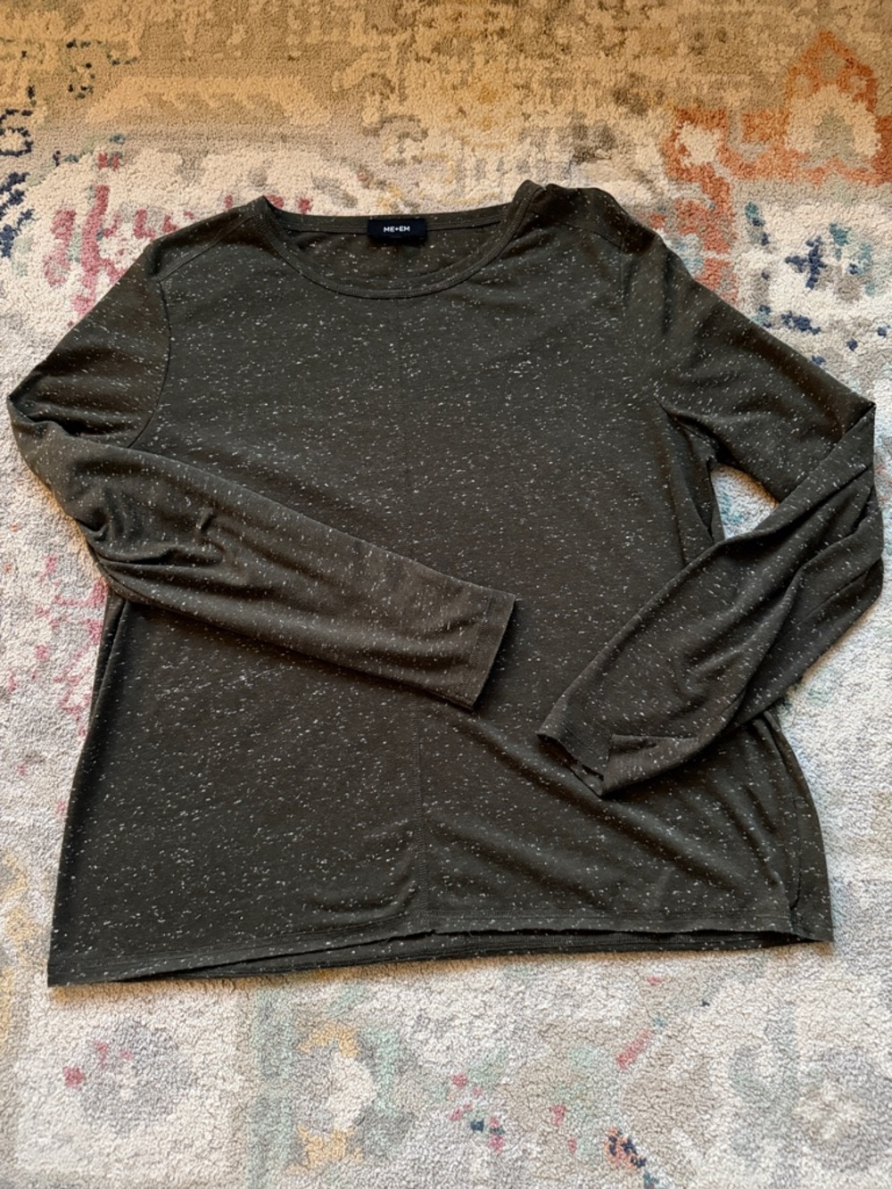 Me + Em Olive Speckled Long Sleeve Tee